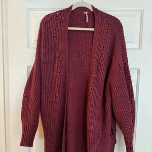 Free People Berry Color Oversized Knit Cardigan | Size Small